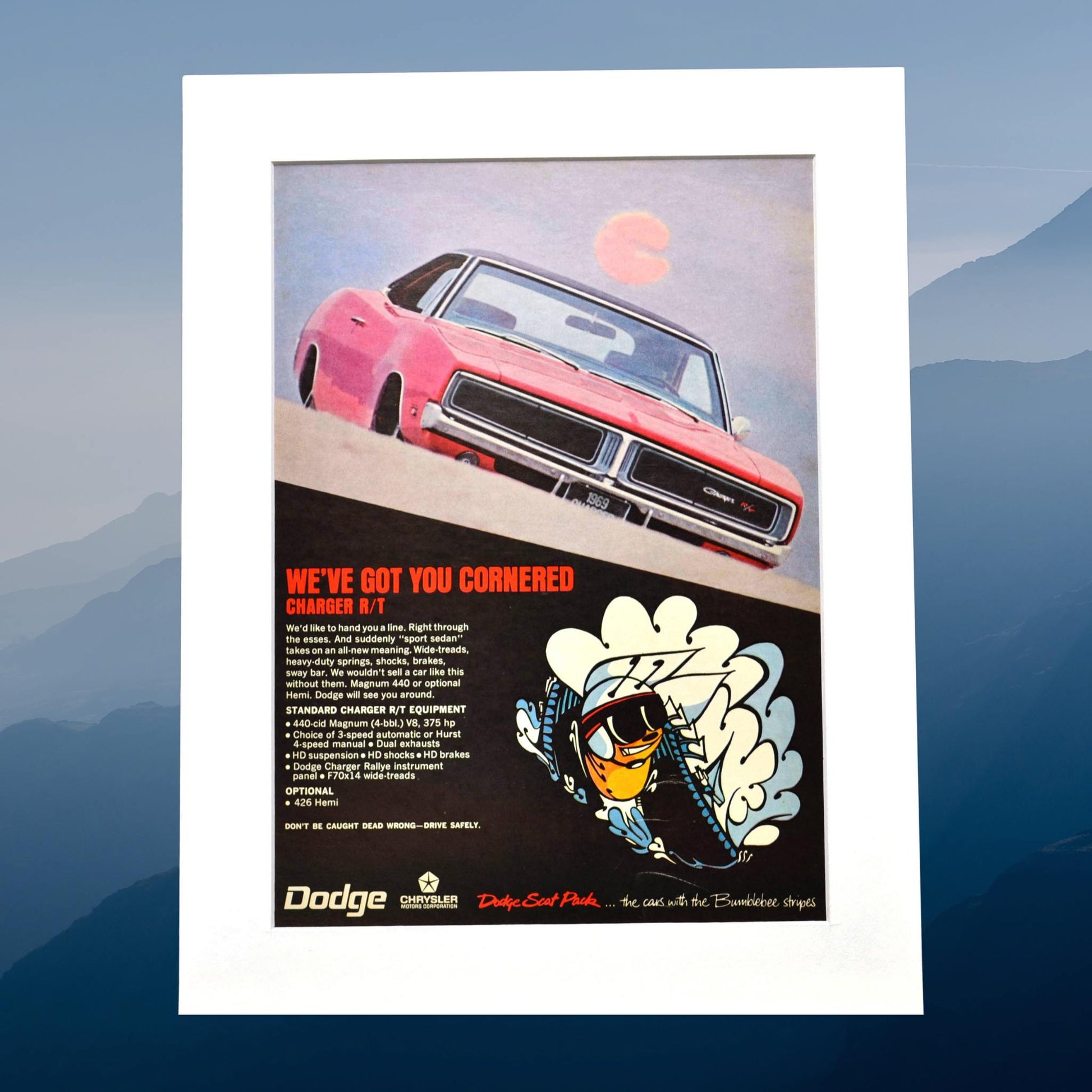 1969 Dodge Charger R/T Vintage Print Ad - Scat Pack Icon