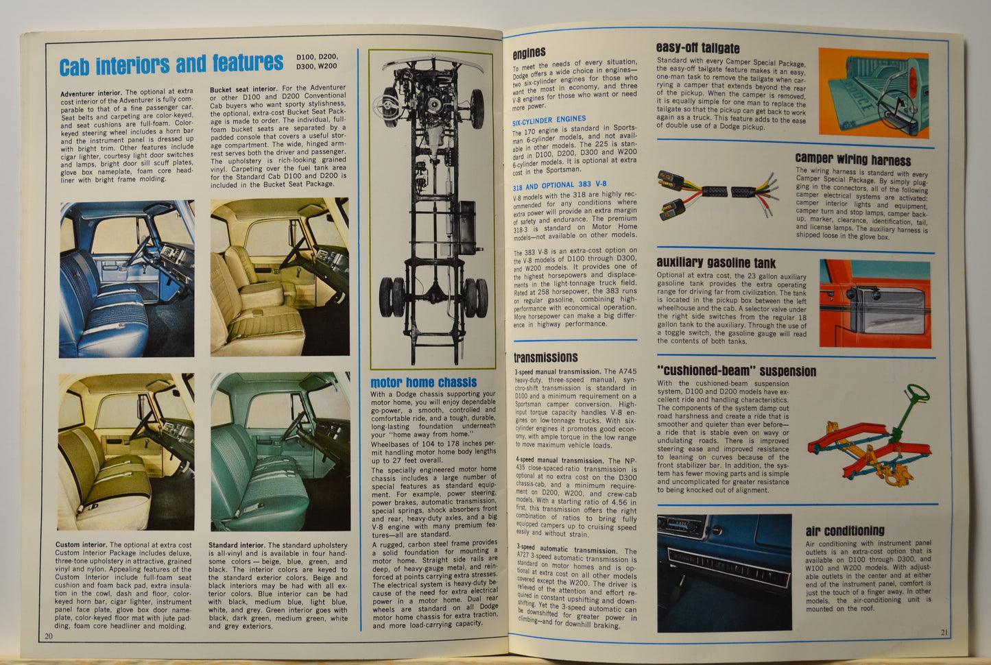 1969 Dodge RV brochure cab interiors and features