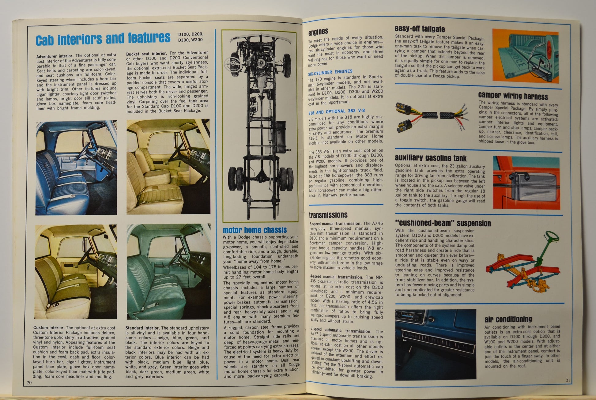 1969 Dodge RV brochure cab interiors and features