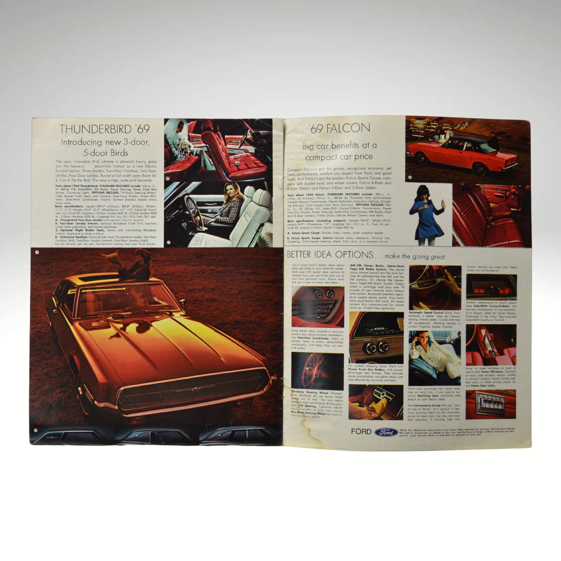 1969 Ford Buyer’s Digest Brochure interior pages showing thunderbird