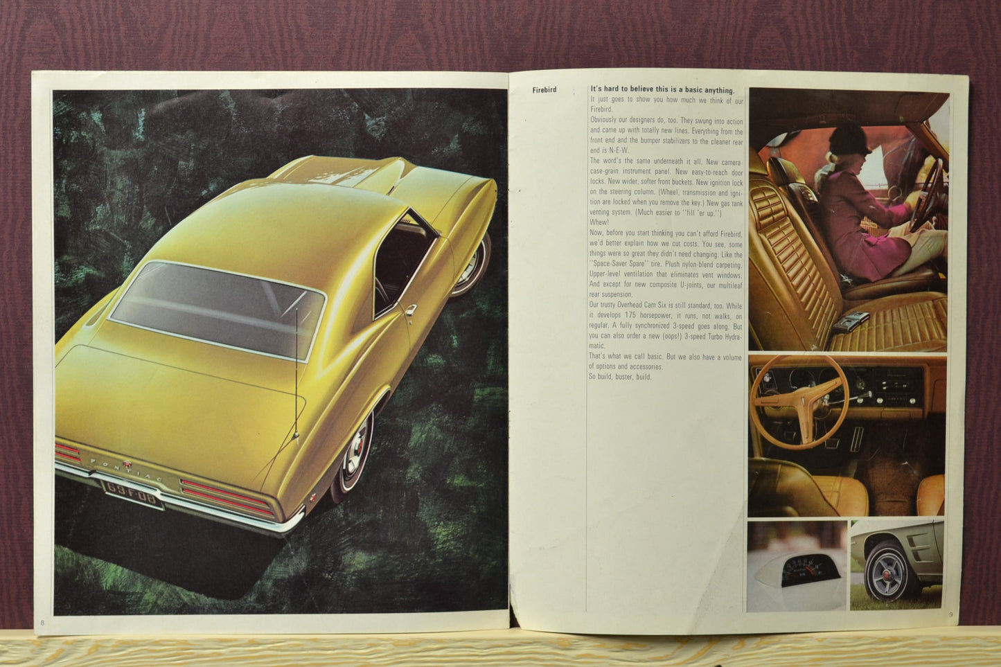 1969 Pontiac Firebird Sales Ad Brochure - Retro Automotive History 8-9