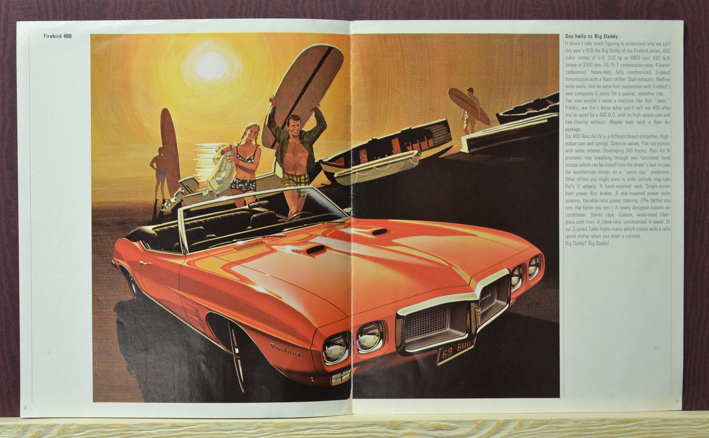 1969 Pontiac Firebird Sales Ad Brochure - Retro Automotive History surfing