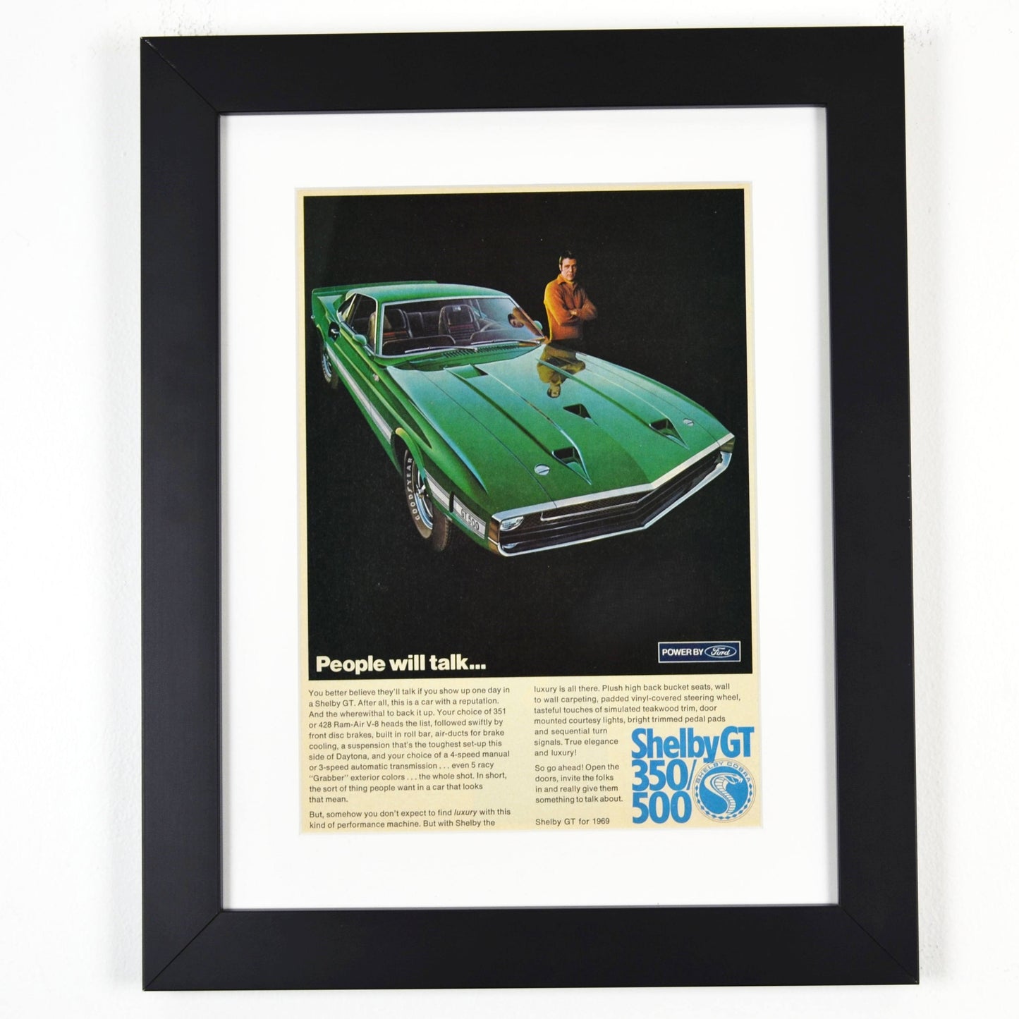 framed 1969 Shelby GT-350 & GT-500 Ad