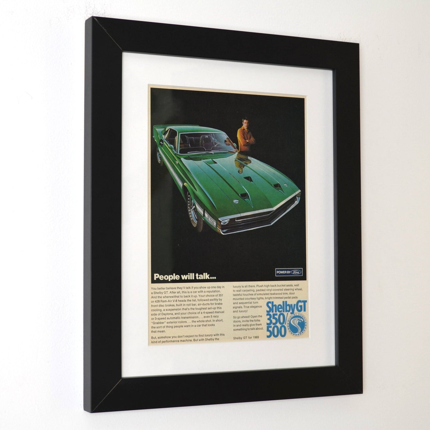 1969 Shelby GT-350 & GT-500 Ad framed