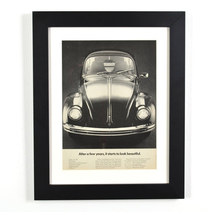 1969 Volkswagen Beetle Vintage Ad – Classic VW Bug Collectible wall art framed