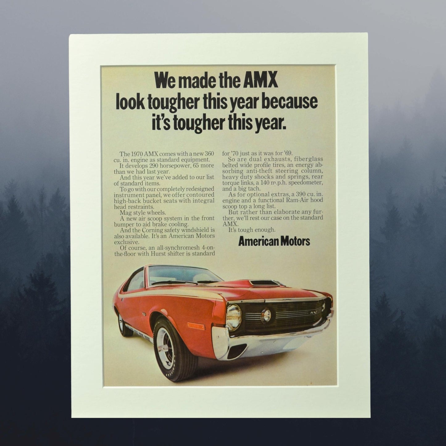 1970 AMC AMX Vintage Print Ad - Muscle Car Wall Art