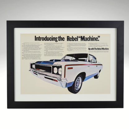 1970 AMC Rebel Machine Ad – Framed Muscle Car Wall Art, 15x20