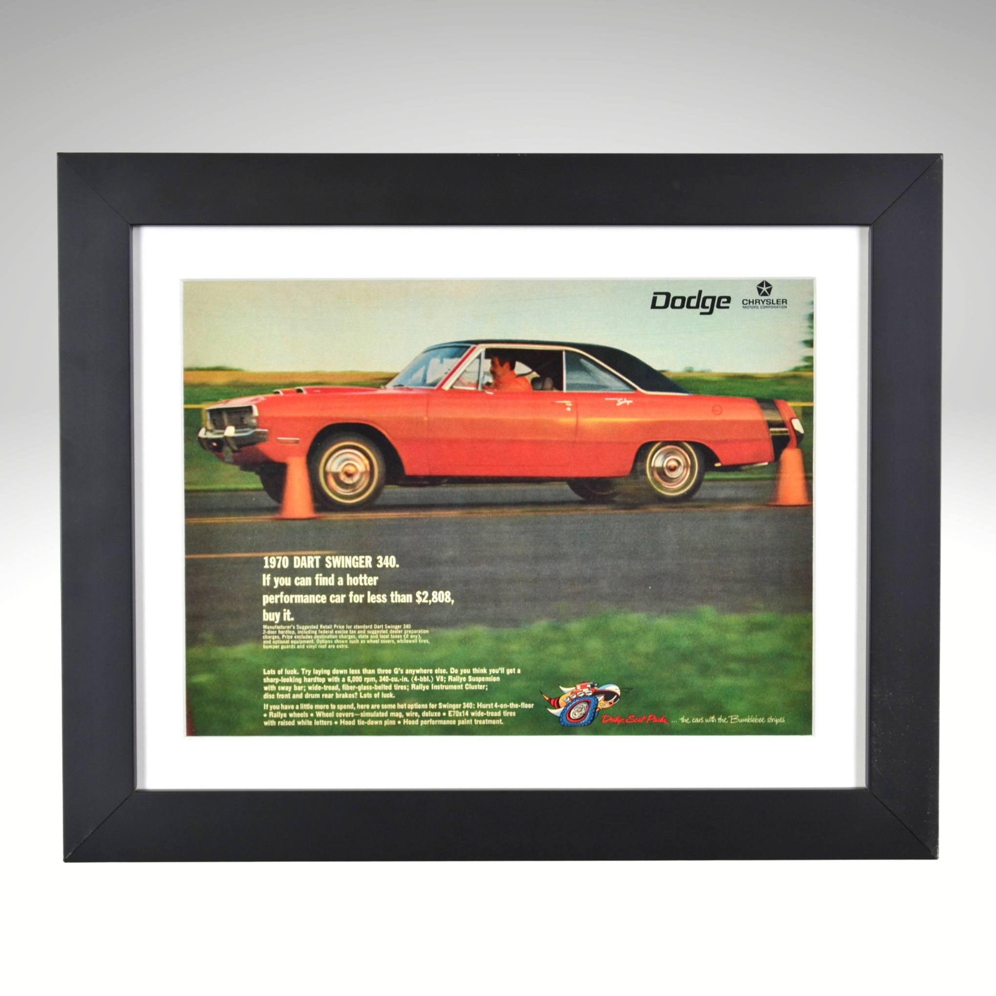 1970 Dodge Dart Swinger 340 Ad – Classic Mopar Wall Art – Vintage