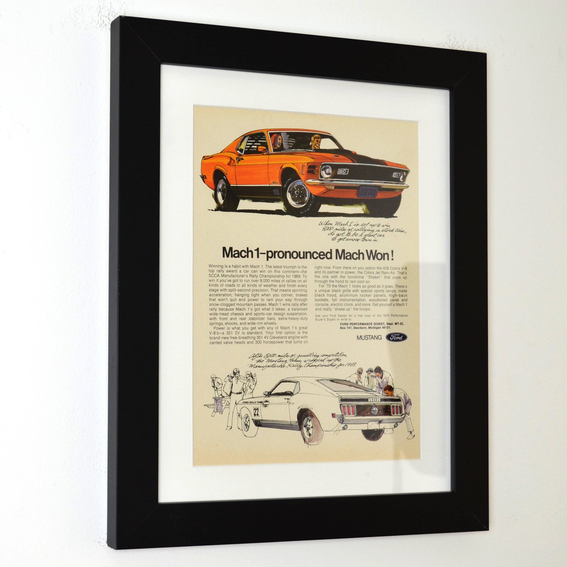 Framed 1970 Ford Mustang Mach 1 Ad