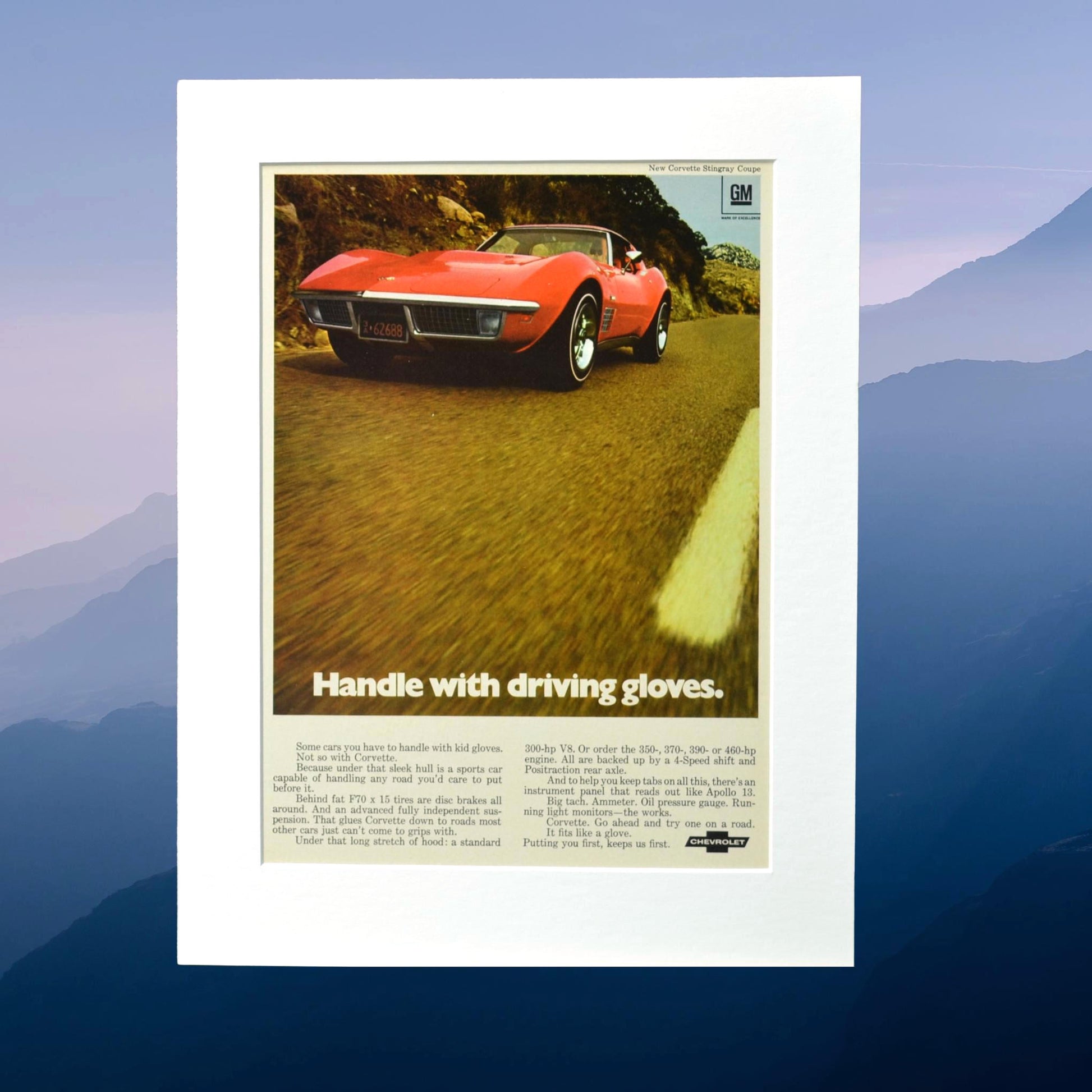 1970 Chevrolet Corvette Stingray Vintage Print Ad – Classic Sports Car  wall art 