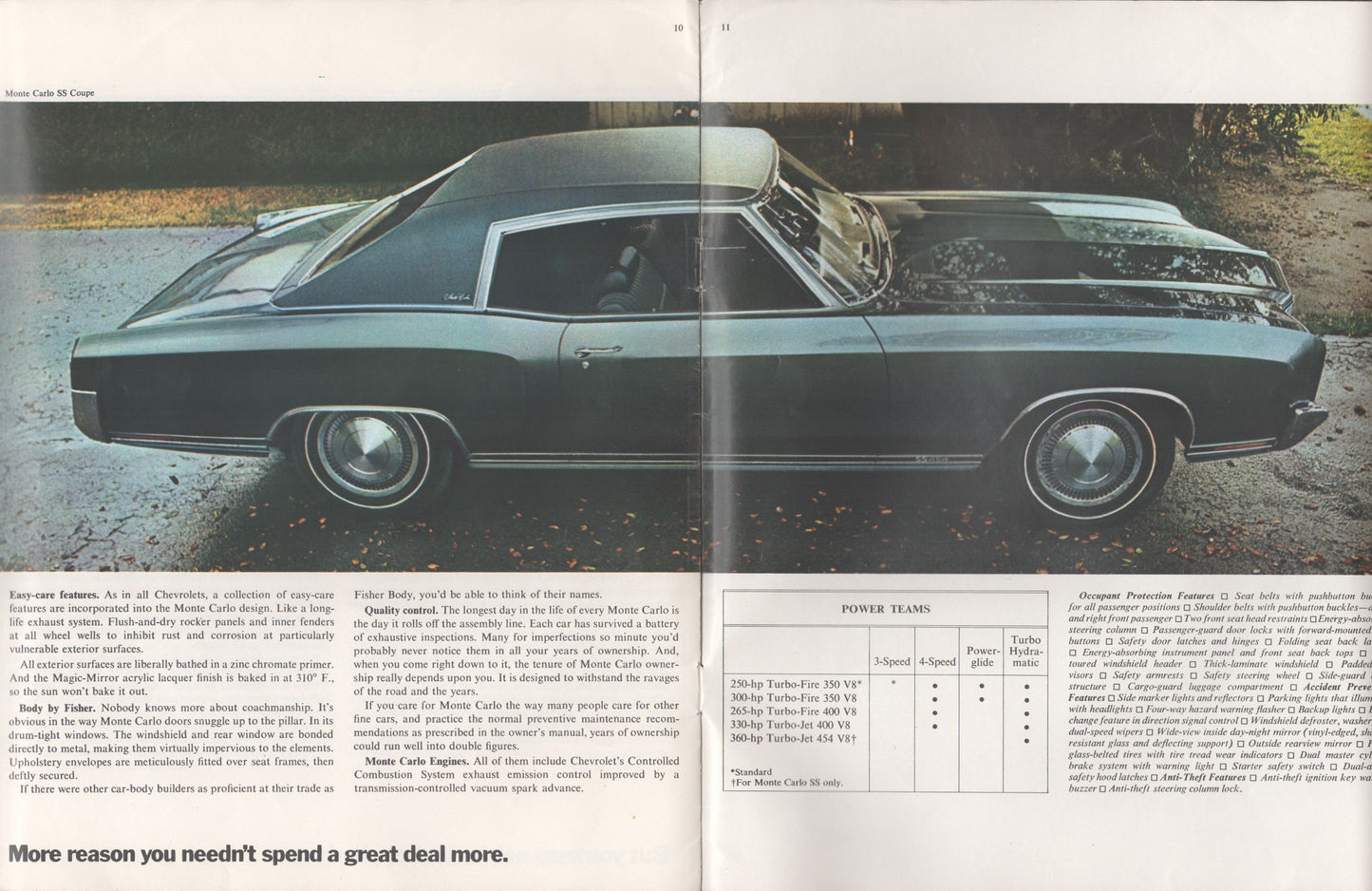 1970 Chevrolet Monte Carlo original dealer sales brochure cover GM literature engine combinations