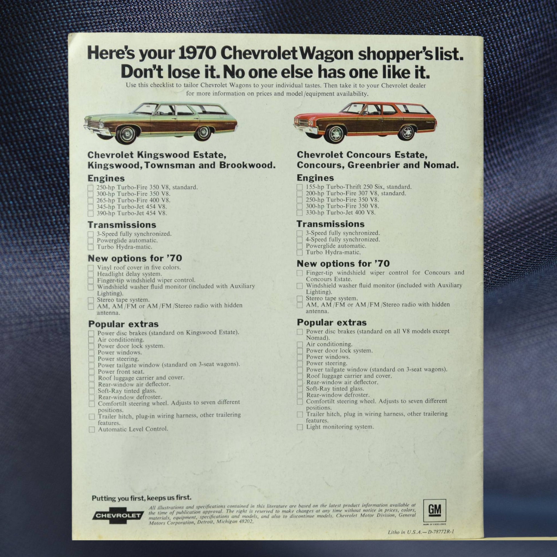 1970 Chevrolet Wagon Dealer Sales Brochure advertisement shoppers list