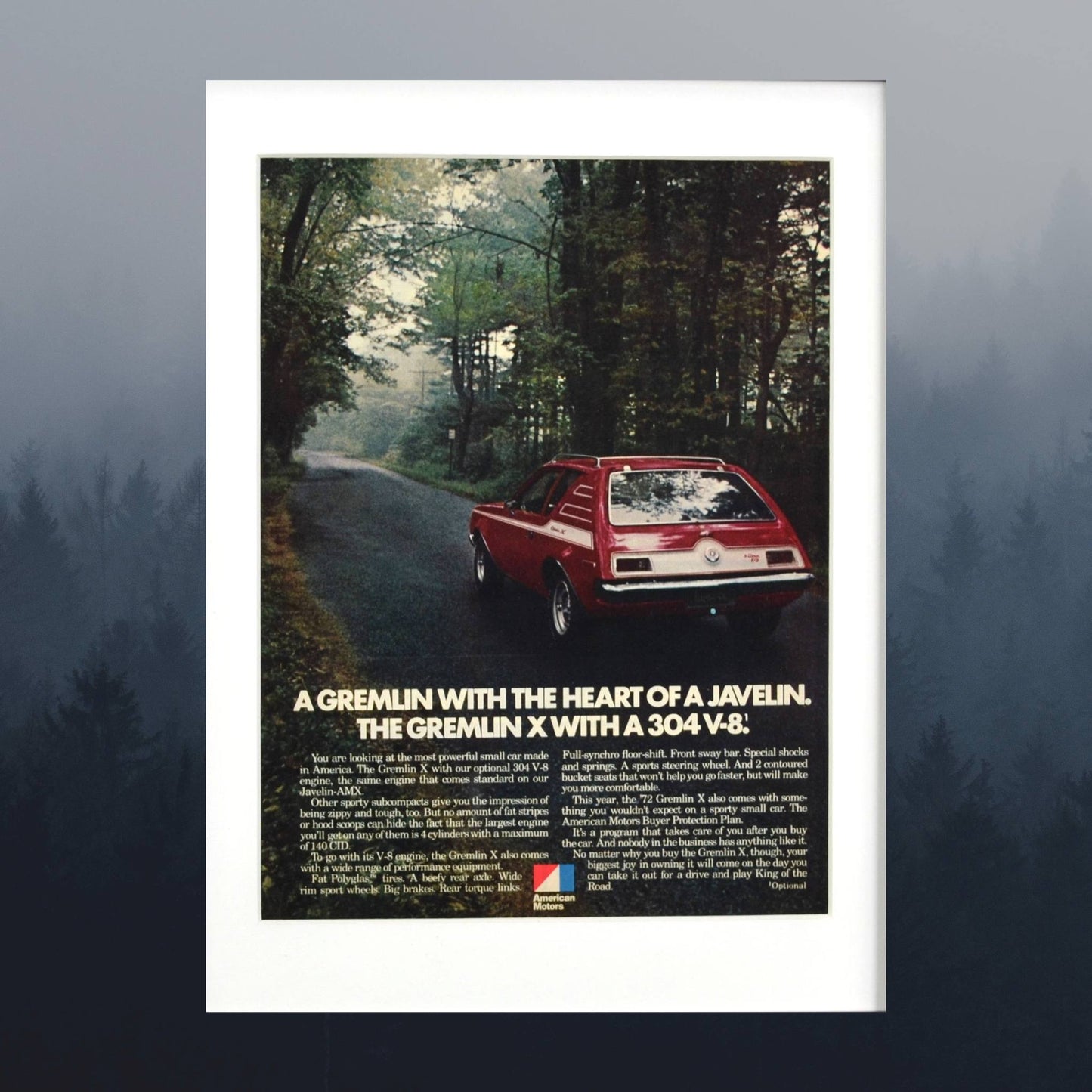 1972 AMC Gremlin X Vintage Print Ad - Classic Muscle Compact Wall Art