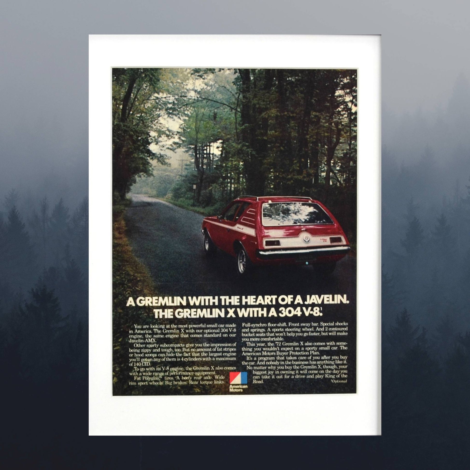 1972 AMC Gremlin X Vintage Print Ad - Classic Muscle Compact Wall Art