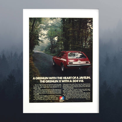 1972 AMC Gremlin X Vintage Print Ad - Classic Muscle Compact Wall Art