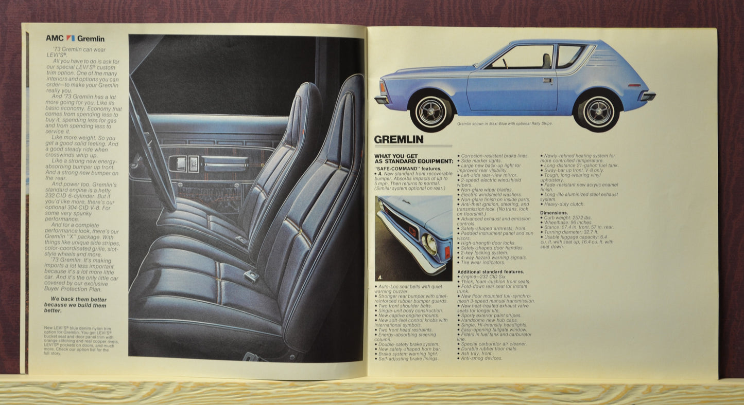 1973 AMC Dealer Brochure, gremlin equipment