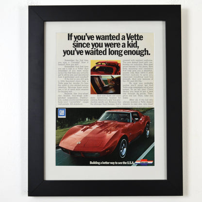 Framed 1973 Chevrolet Corvette Ad 