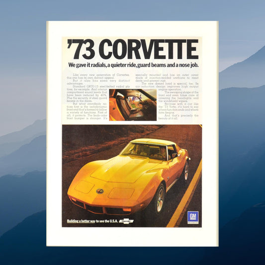 1973 Chevrolet Corvette Vintage Ad – Classic Stingray Style wall art