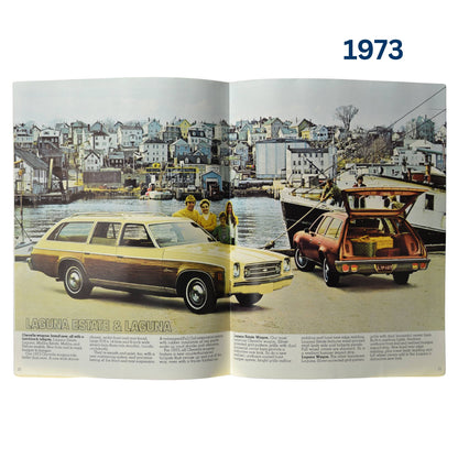 A vibrant image of the Laguna Estate and Laguna station wagons, parked near a marina with a family, emphasizing their practicality and design.