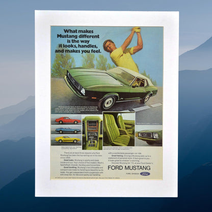 1973 Ford Mustang Vintage Ad - Classic American Muscle Car Art