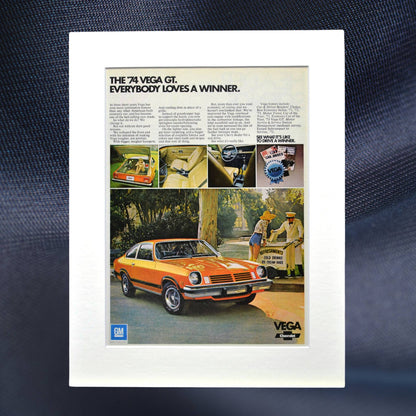 Orange 1974 Chevy Vega GT original GM print ad