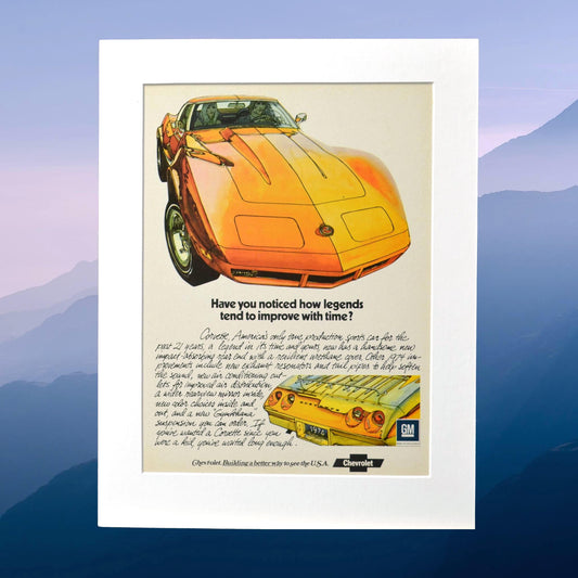 1974 Chevrolet Corvette Vintage Print Ad – Legendary Sports Car Decor