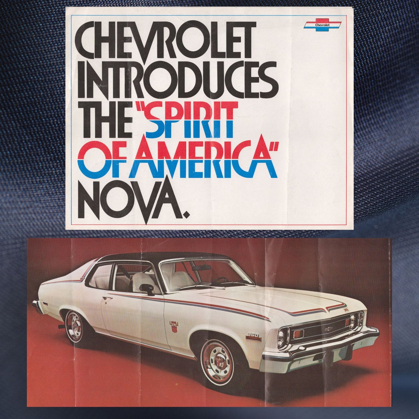 1974 Chevrolet Nova Spirit of America original dealer brochure featuring the Custom Hatchback special edition