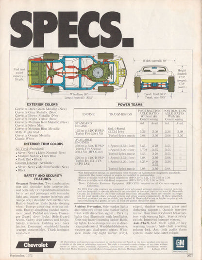 1974 Chevrolet Corvette dealer sales brochure original 8-page catalog specs