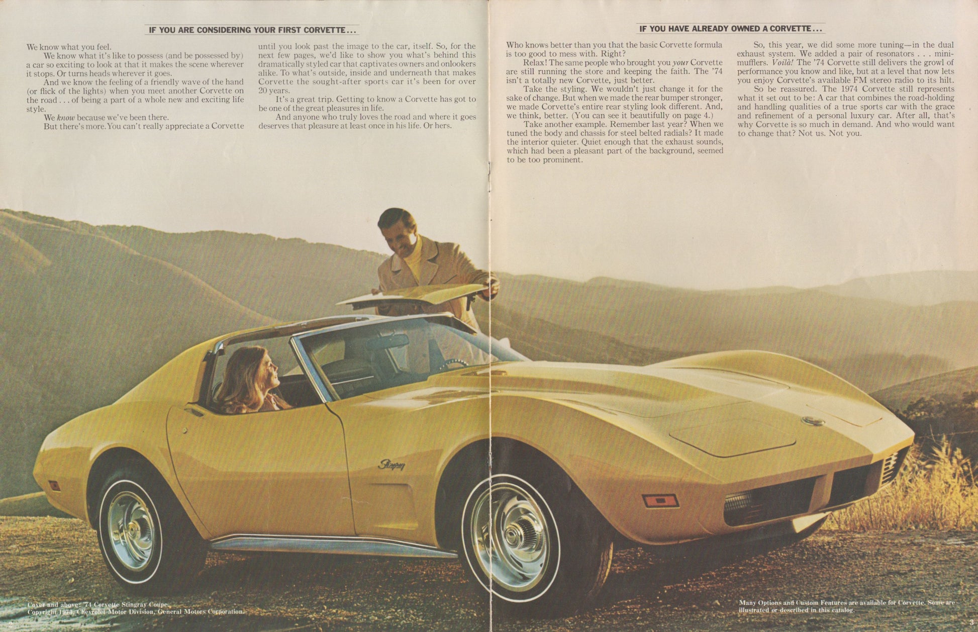 1974 Chevrolet Corvette dealer sales brochure original 8-page catalog interior pages