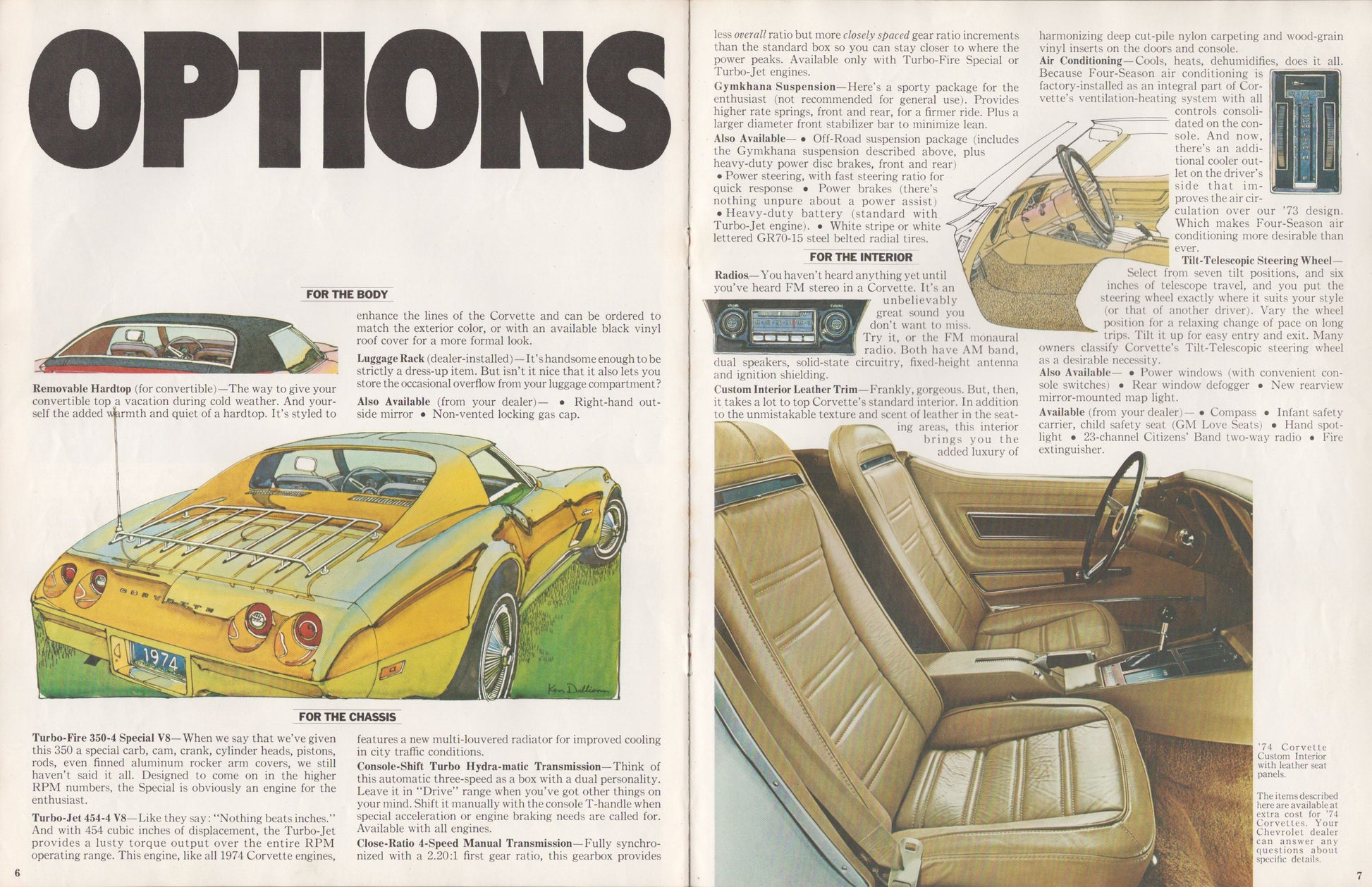 1974 Chevrolet Corvette dealer sales brochure original 8-page catalog options