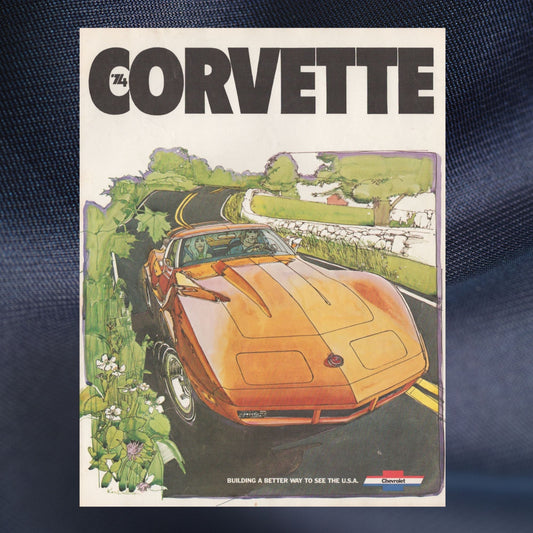 1974 Chevrolet Corvette dealer sales brochure original 8-page catalog cover with Ken Dallison artwork