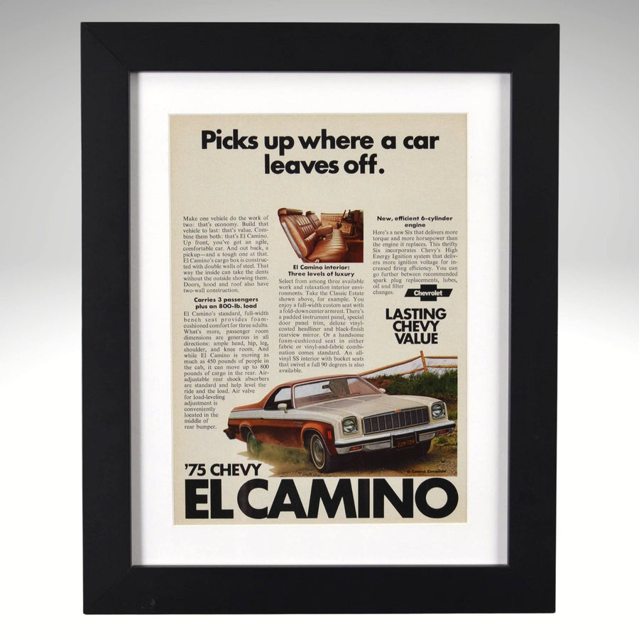 1975-chevy-el-camino-vintage-print-ad-framed-12x15-chevrolet-wall-art