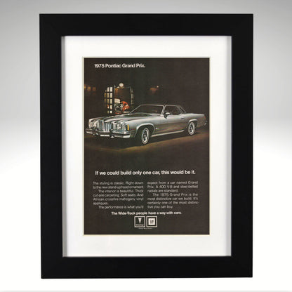 1975 Pontiac Grand Prix framed vintage advertisement black frame front view