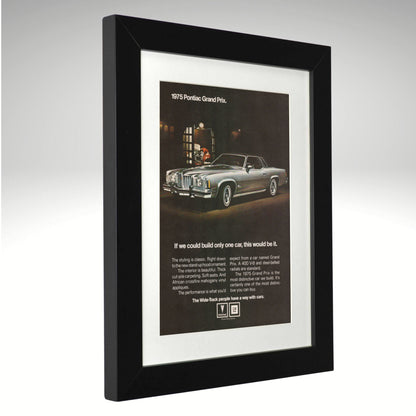 1975 Pontiac Grand Prix framed vintage advertisement black frame side view