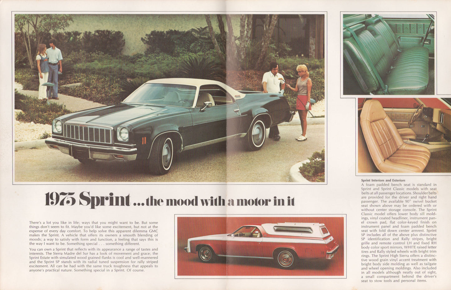 1975 GMC Sprint interior and exterior brochure pages