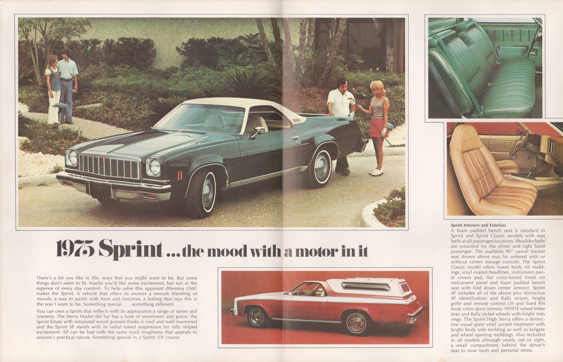 1975 GMC Sprint interior and exterior brochure pages