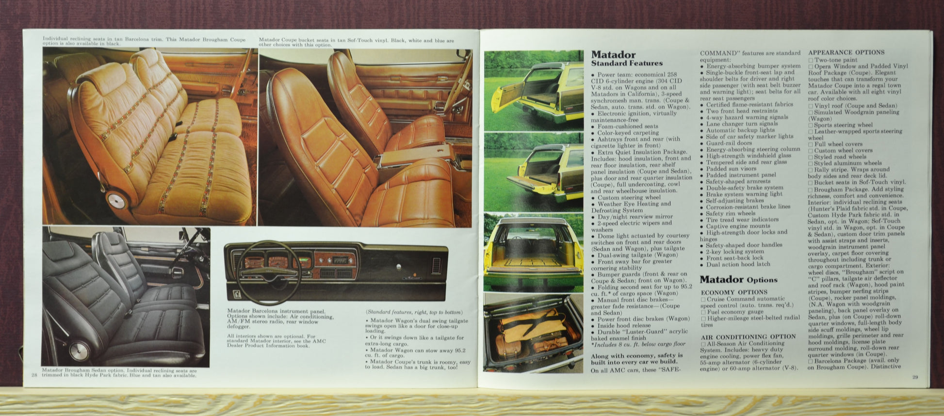 1976 AMC Passenger Cars Sales Ad Brochure – Classic Automotive Literature 28-29