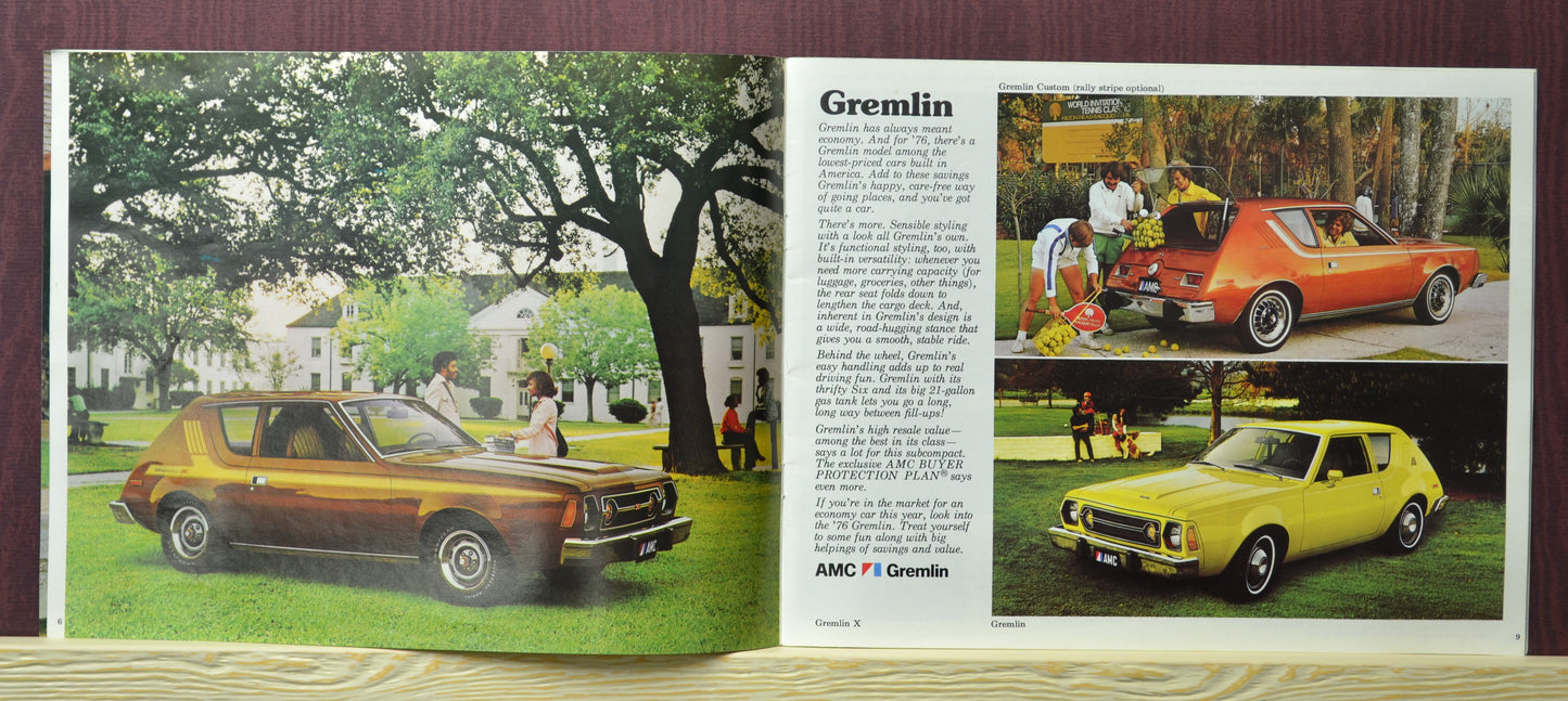 1976 AMC Passenger Cars Sales Ad Brochure – Classic Automotive Literature 8-9