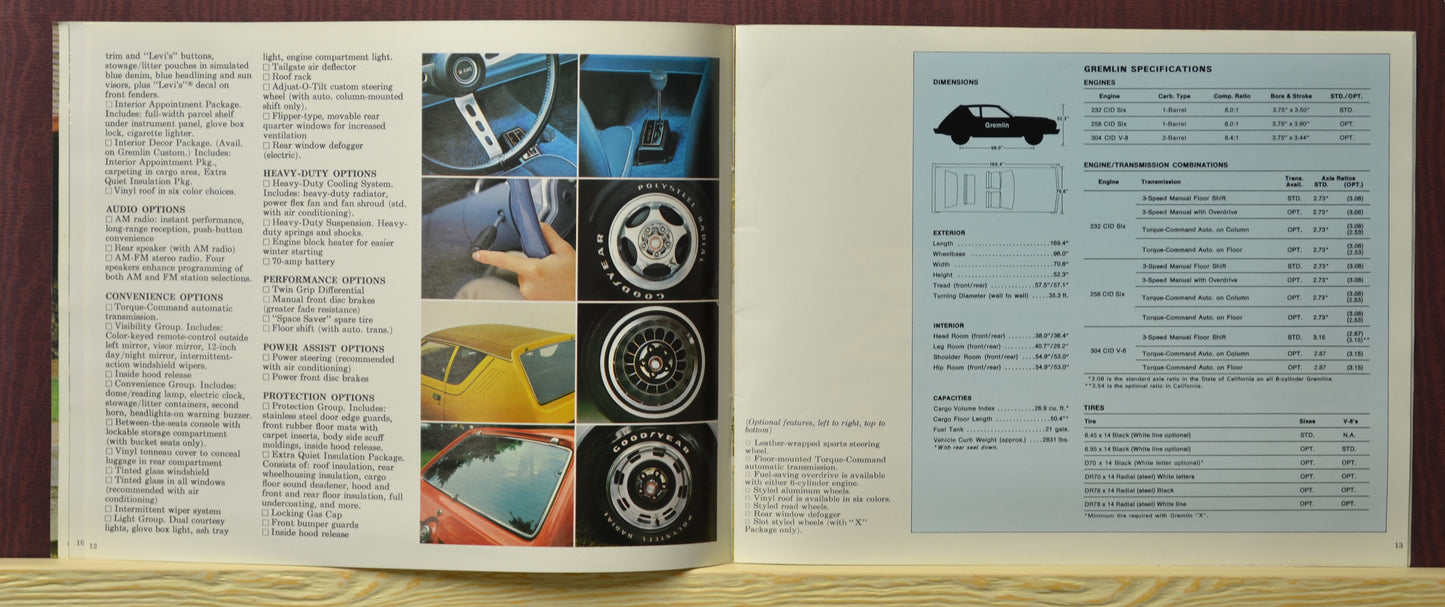 1976 AMC Passenger Cars Sales Ad Brochure – Classic Automotive Literature 12-13