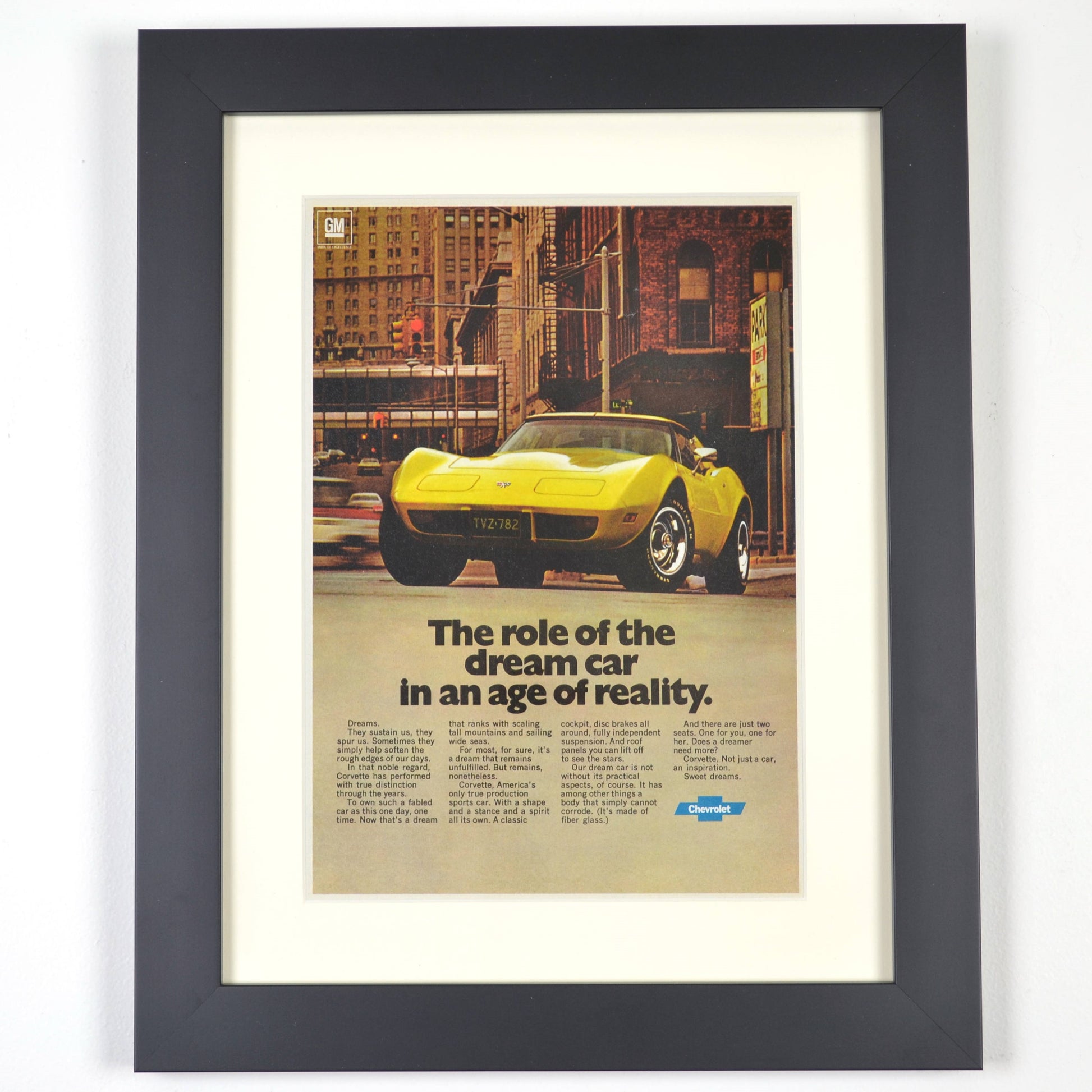 1976 Chevrolet Corvette Ad - Vintage Muscle Car Print framed