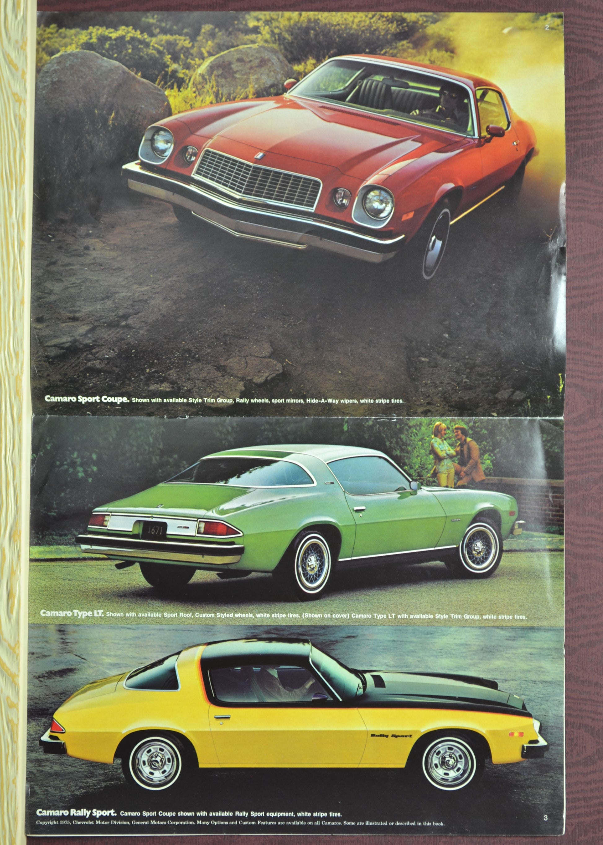 1976 chevy camaro dealer ad brochure models sport coupe, Type LT and Rally sport