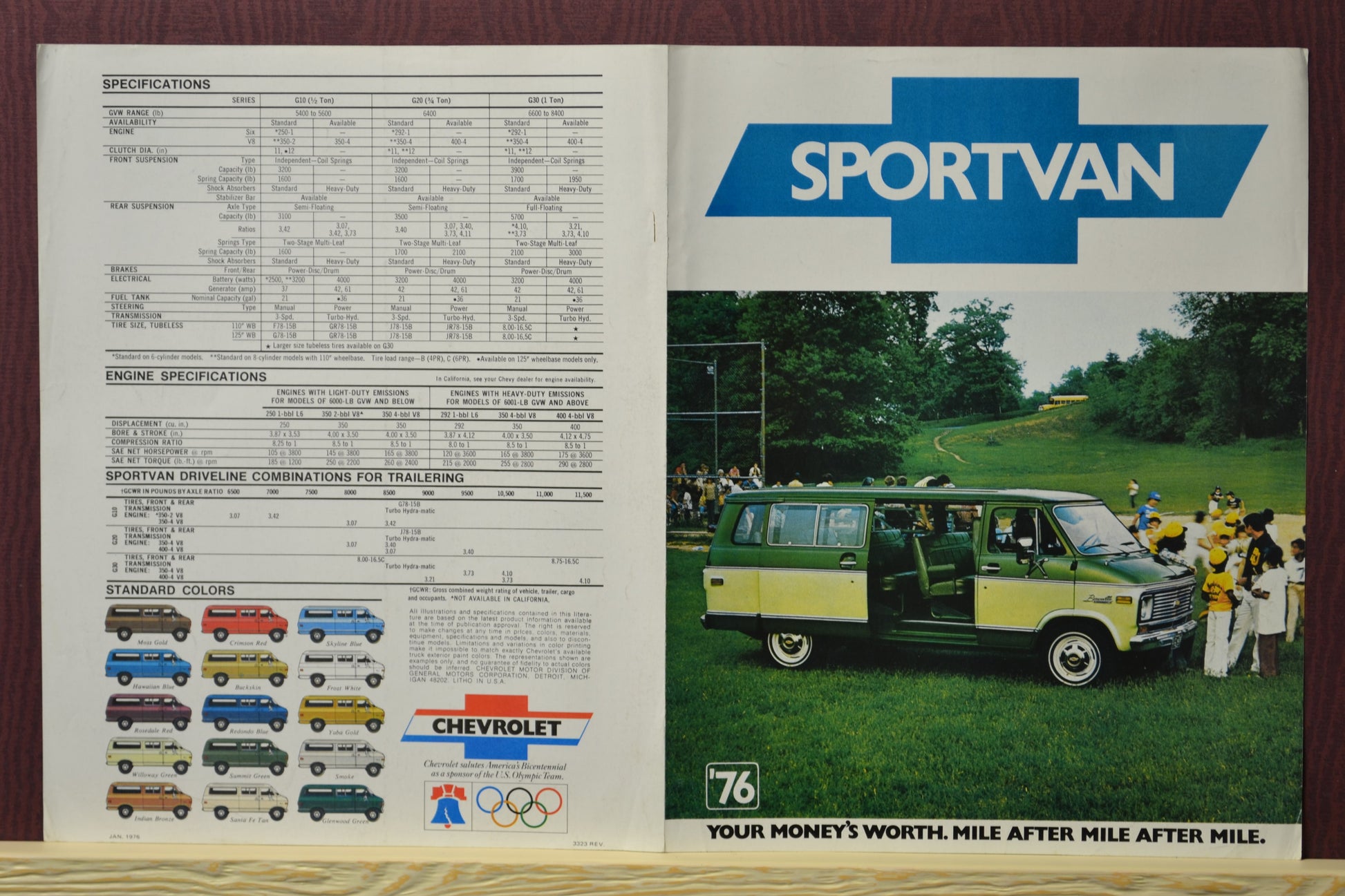 1976 Chevy Sportvan Dealer Brochure | specs