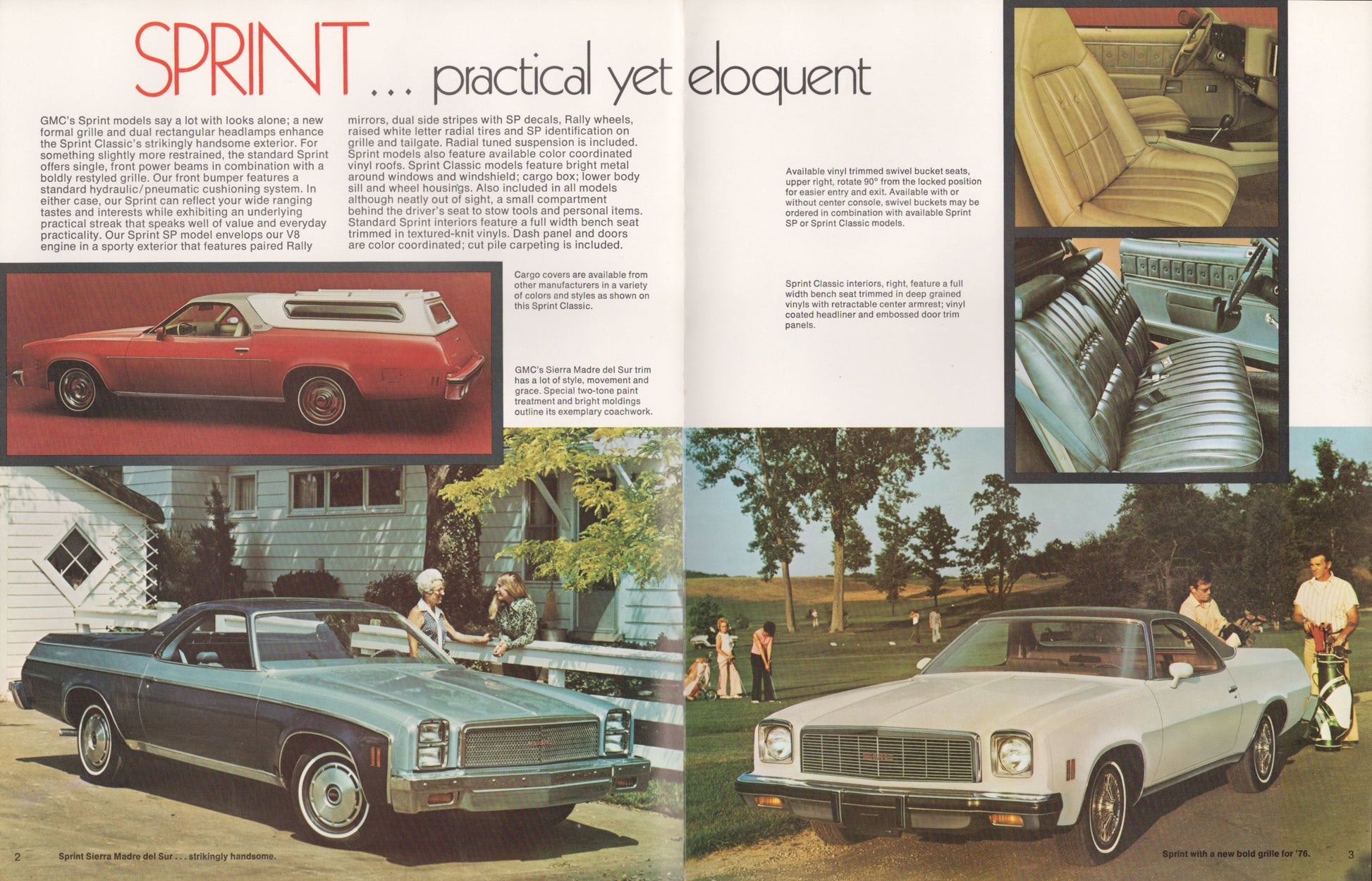 Vintage 1976 GMC Sprint brochure interior pages