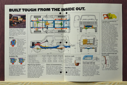 Inside page of the 1977 Chevy Blazer brochure showcasing engine options and available features.