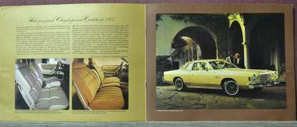 Vintage car advertisement with images of a 1977-chrysler-cordoba-8-page-dealer-brochure and interior details.