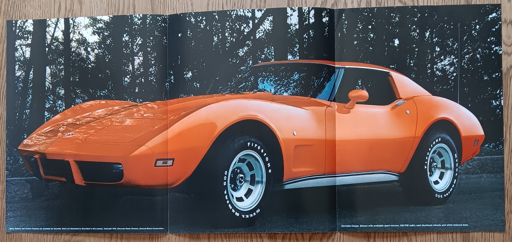 1977 Chevrolet Corvette original dealer sales flyer orange Corvette coupe six-panel foldout brochure fold out