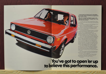 1977 Volkswagen Rabbit Dealer Brochure - Classic Automotive Literature, red rabbit