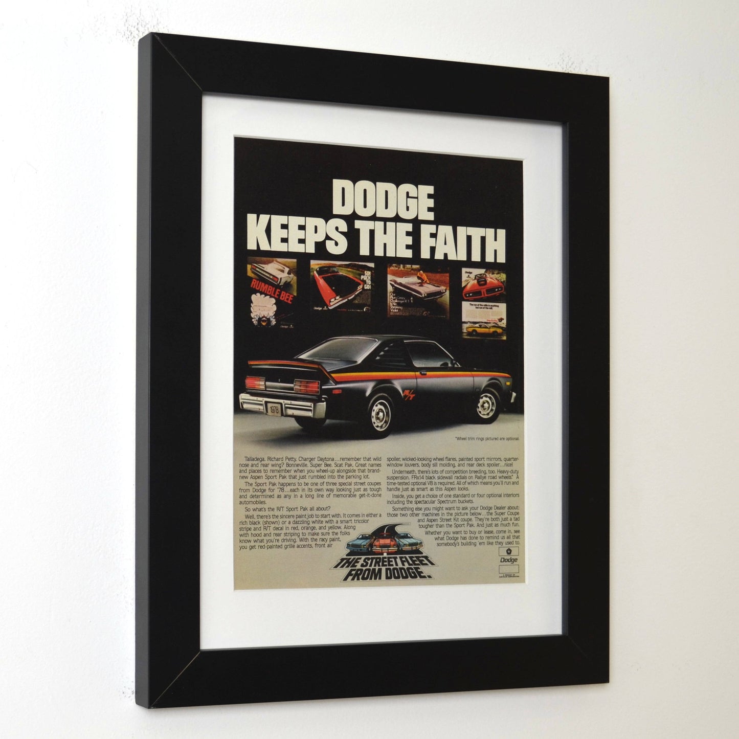 1978 Dodge Aspen R/T Scat Pack Vintage Print Ad side view