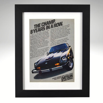 1978-datsun-280z-vintage-print-ad-framed-12x15-jdm-wall-art