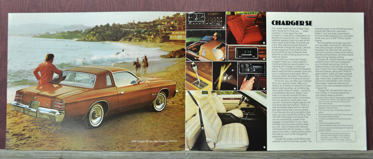 1978 dodge charger se brochure interior exterior center spread